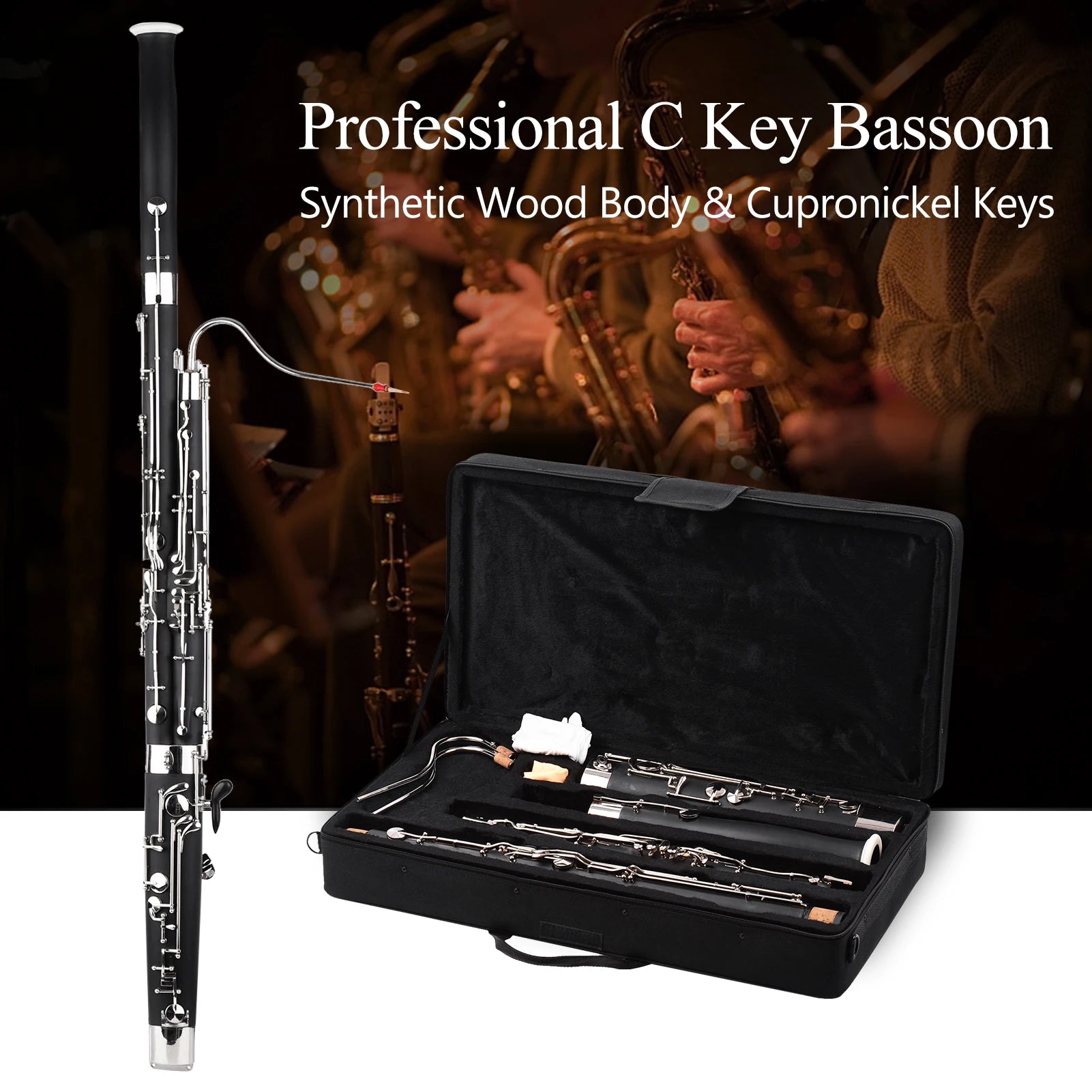 C Key Professional Bassoon – Synthetic Wood with Reed & Case