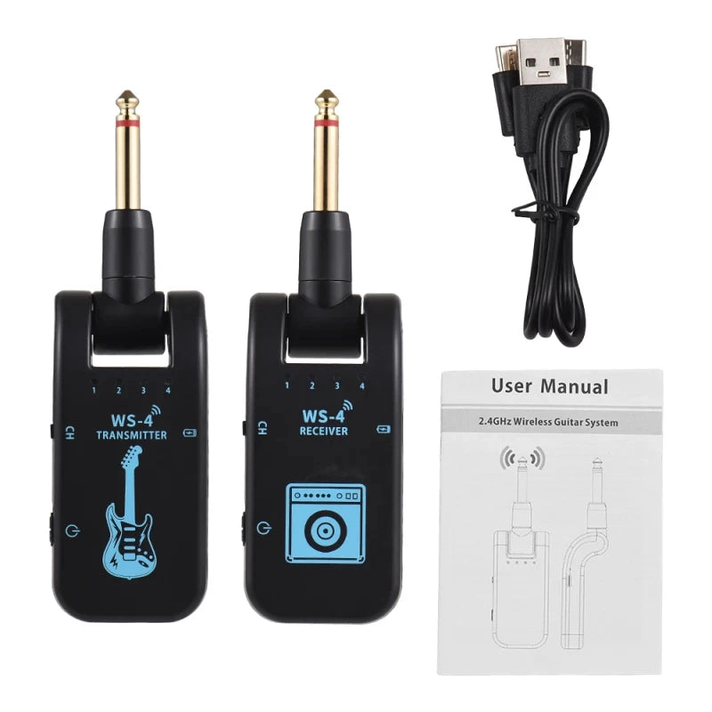 2.4G Wireless Guitar System – Rechargeable Transmitter & Receiver for Bass/Electric