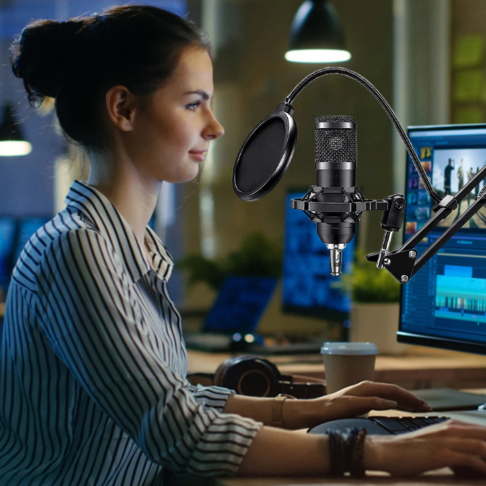 BM800 V8s Podcast Equipment – Condenser Microphone with Sound Card