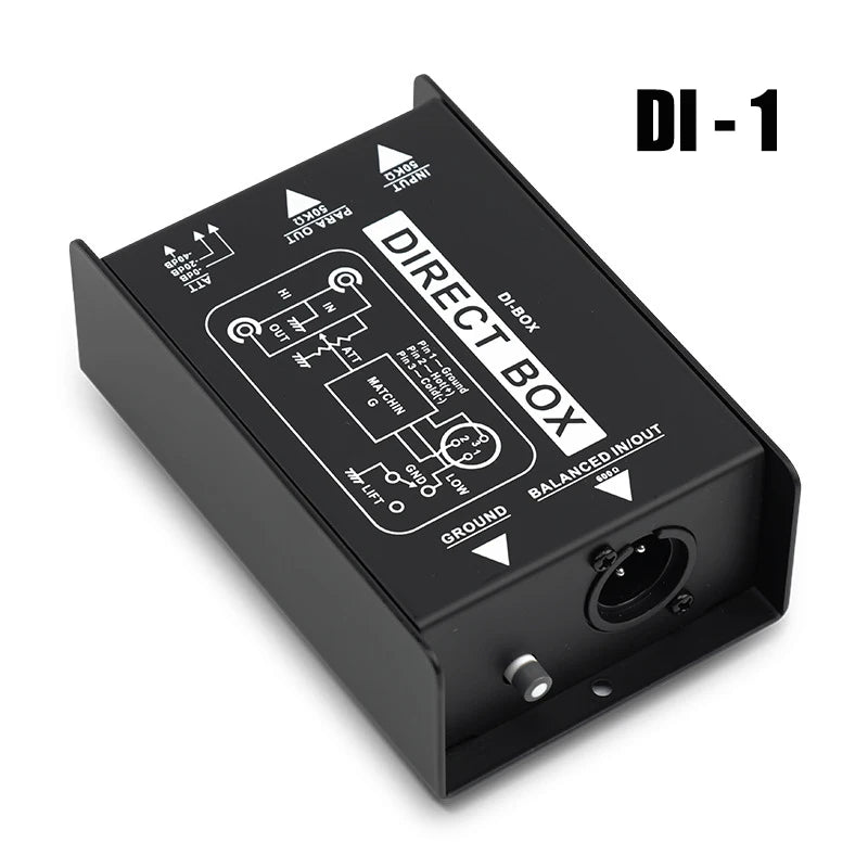 Professional Passive DI Box – Hum Eliminator for Guitar & Bass