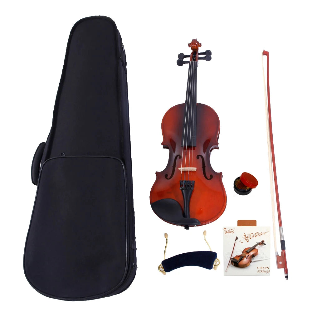 1/4 Acoustic Violin Set – Natural Color with Case, Bow & Accessories