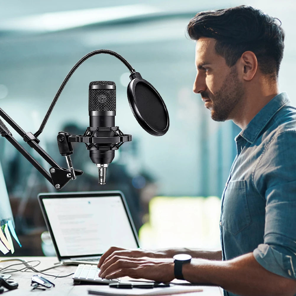 BM800 V8s Podcast Equipment – Condenser Microphone with Sound Card
