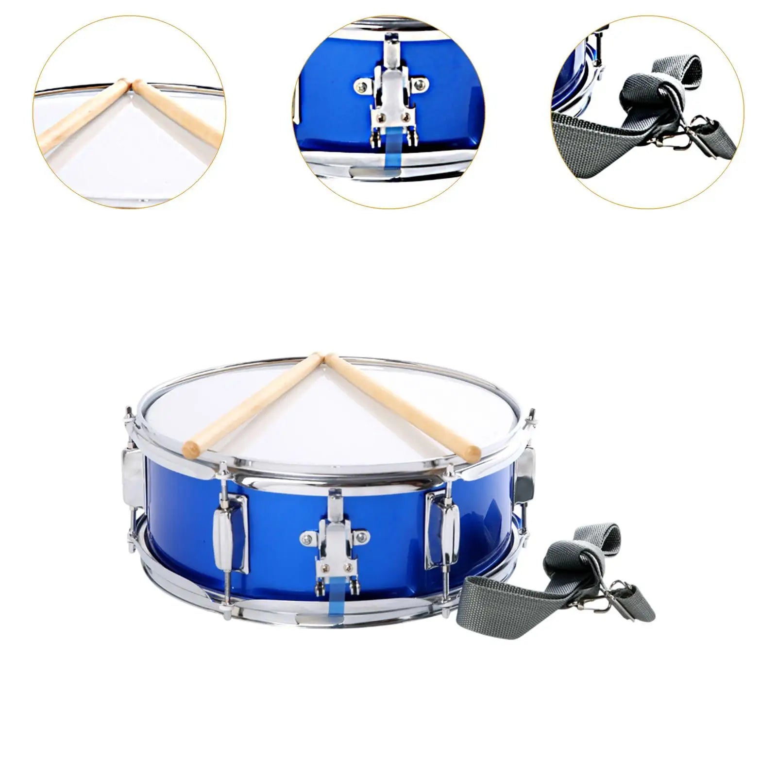 13" Blue Snare Drum with Strap – Educational Instrument