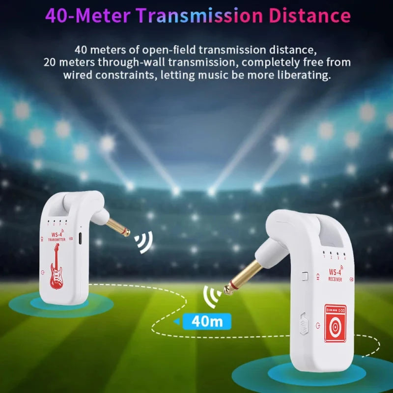 2.4G Wireless Guitar System – Rechargeable Transmitter & Receiver for Bass/Electric