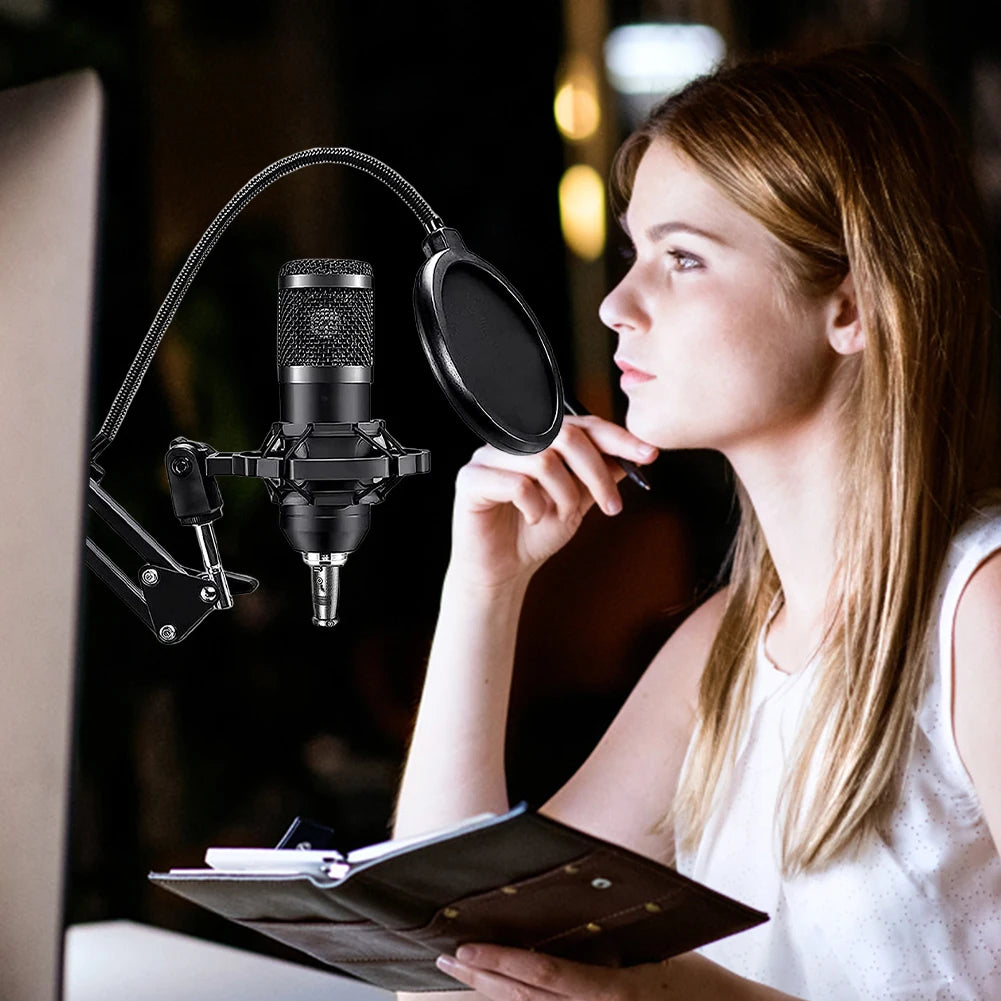 BM800 V8s Podcast Equipment – Condenser Microphone with Sound Card