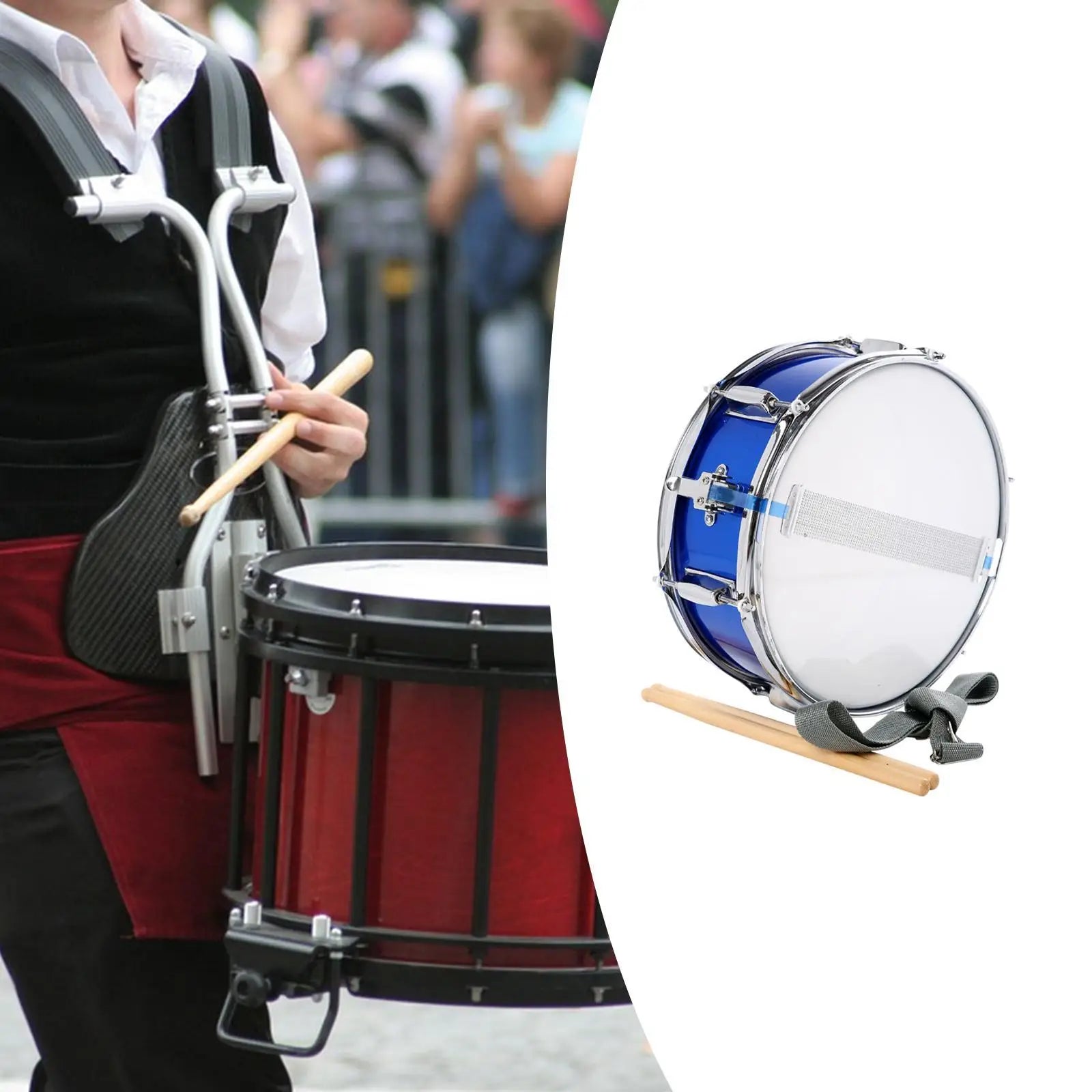 13" Blue Snare Drum with Strap – Educational Instrument