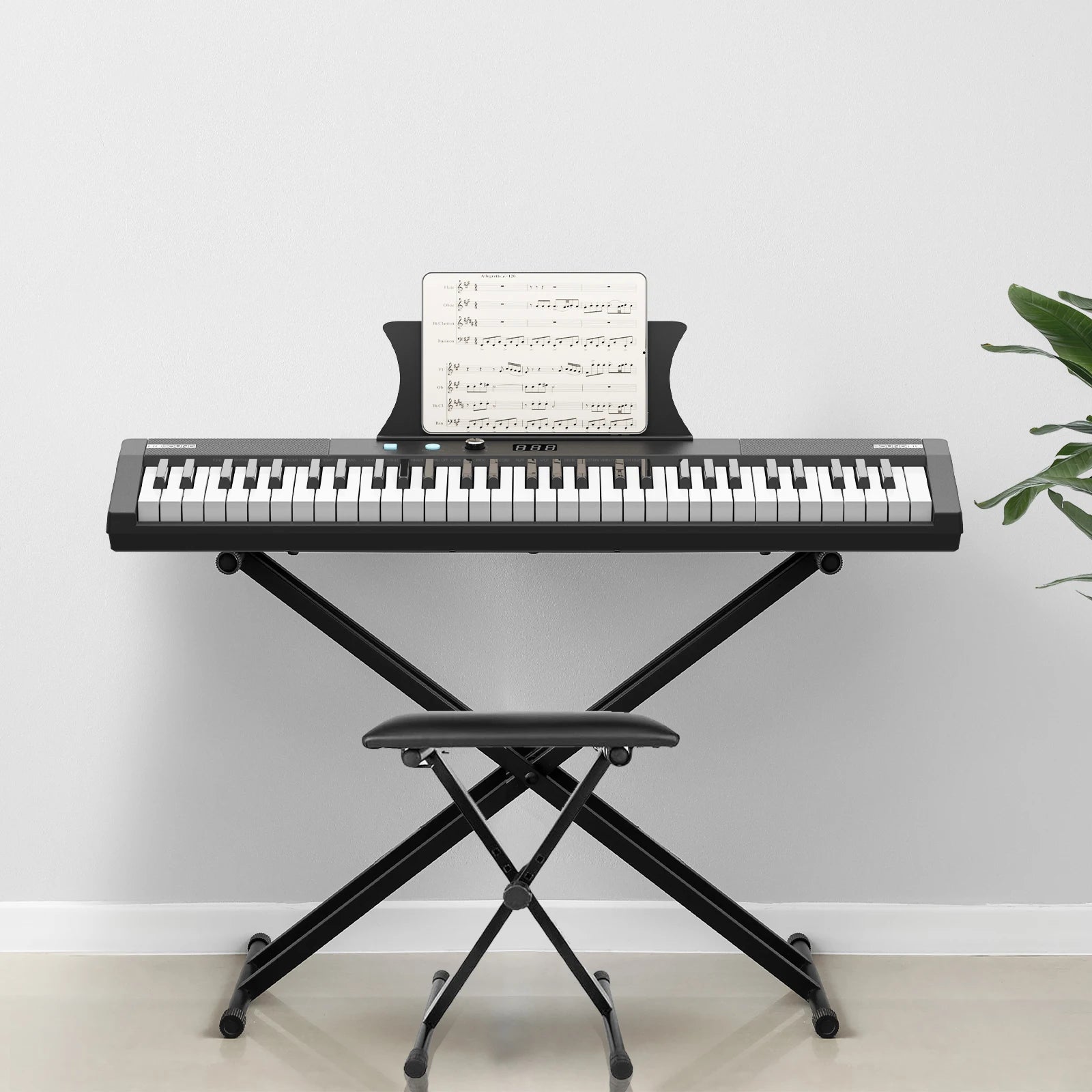 61-Key Portable Electric Keyboard – Semi-Weighted with Built-In Speakers
