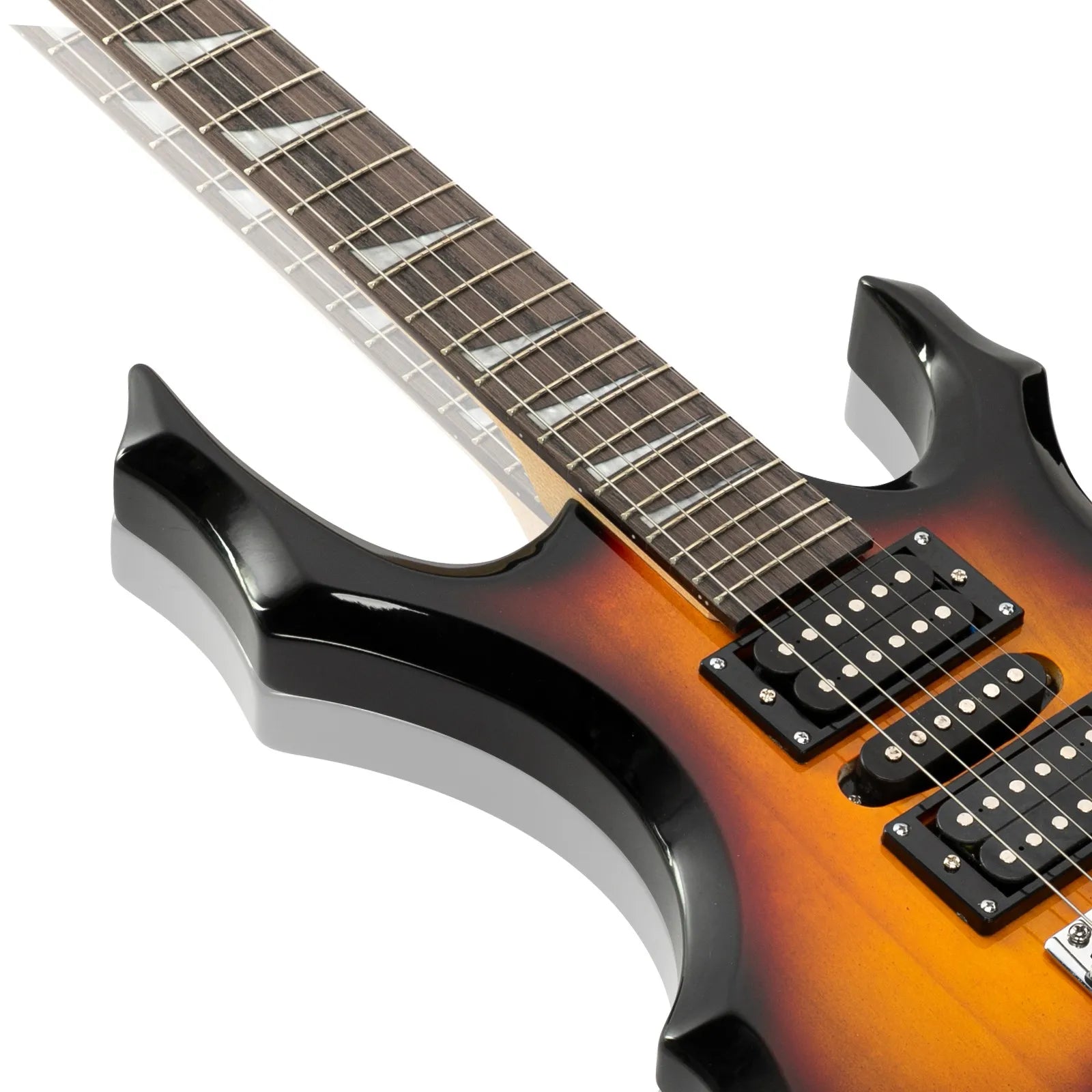 Glarry Burning Fire 24-Fret Electric Guitar – Sunset Finish with Bag & Accessories