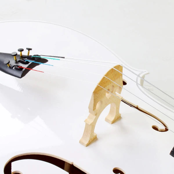 4/4 Full Size Wooden Cello – With Bag, Bow, Rosin & Bridge (White)