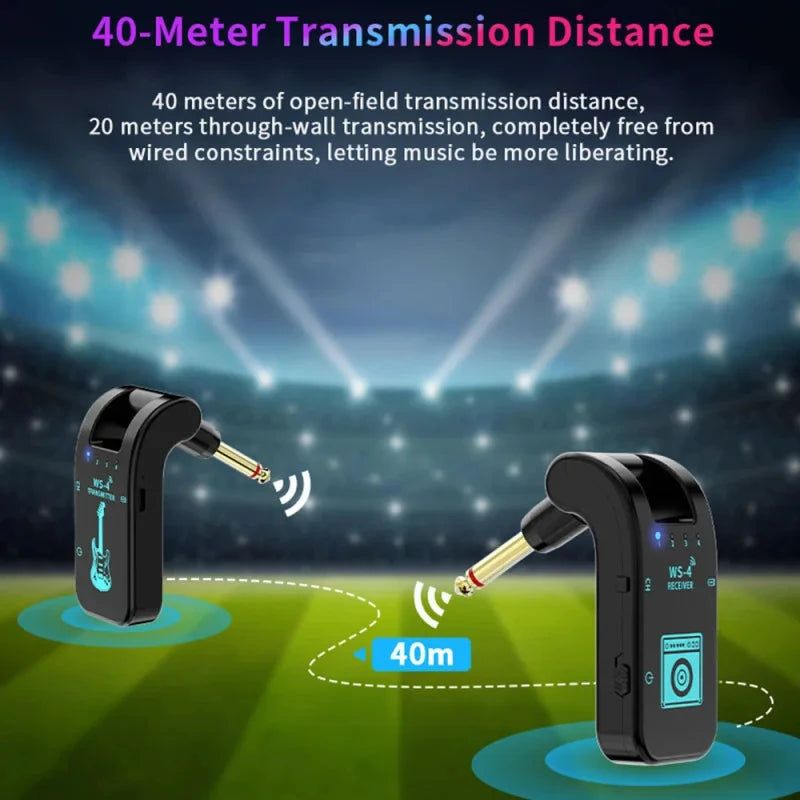 2.4G Wireless Guitar System – Rechargeable Transmitter & Receiver for Bass/Electric