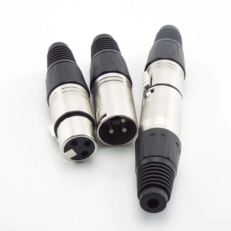 3-Pin/4-Pin XLR Audio Cable Connector – Mic Male Plug & Female Jack Adapter