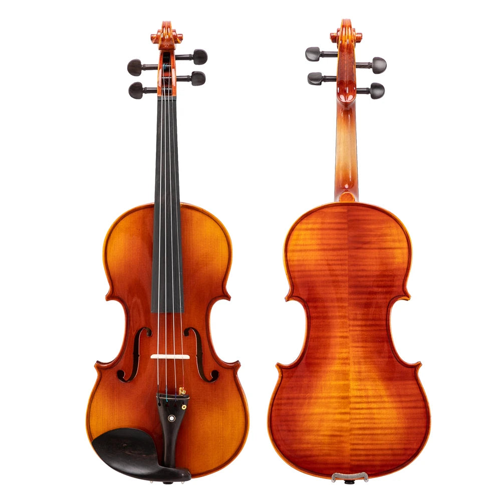 4/4 Spruce Violin – Natural Wood with Rectangular Case & Octagonal Bow